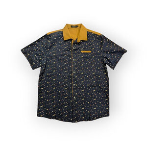 SSLR Navy Floral Button Down Shirt Large